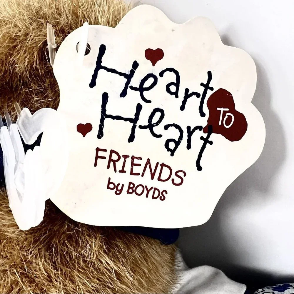 Boyds Bears Kaylie Heart to Heart Floral Jumper Retired Bear -Brown / Blues‎ EC